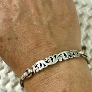 Lois Hill carved bar sterling silver bracelet- 7 inch